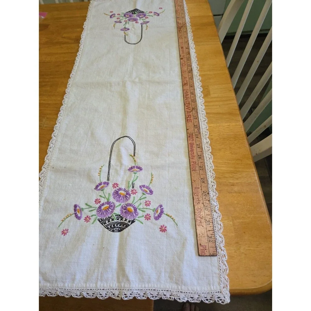 embroided vintage table runner 34